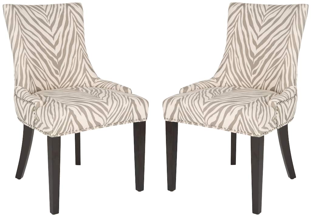 Lester Dining Chair Set Of 2 In Grey Zebra, Animal Print Dining Chairs Next To Each Other